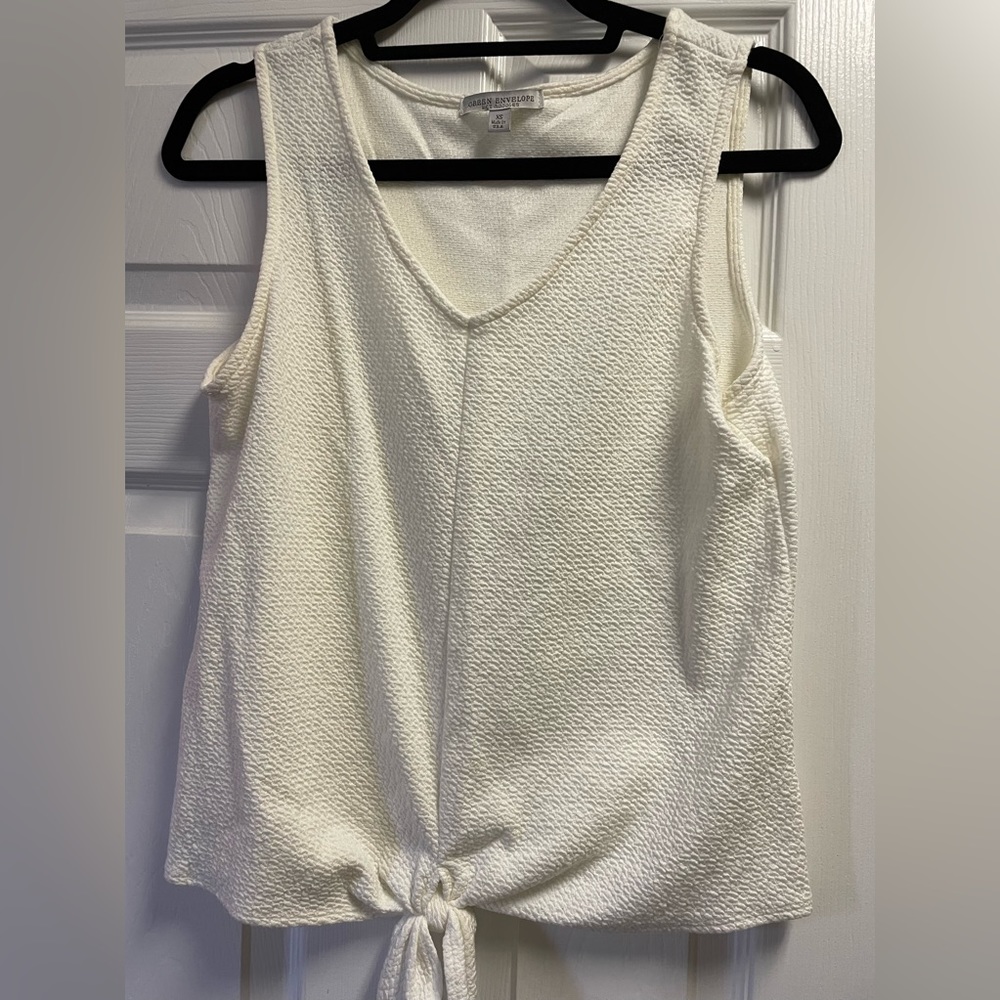 Green envelope cream v neck tank